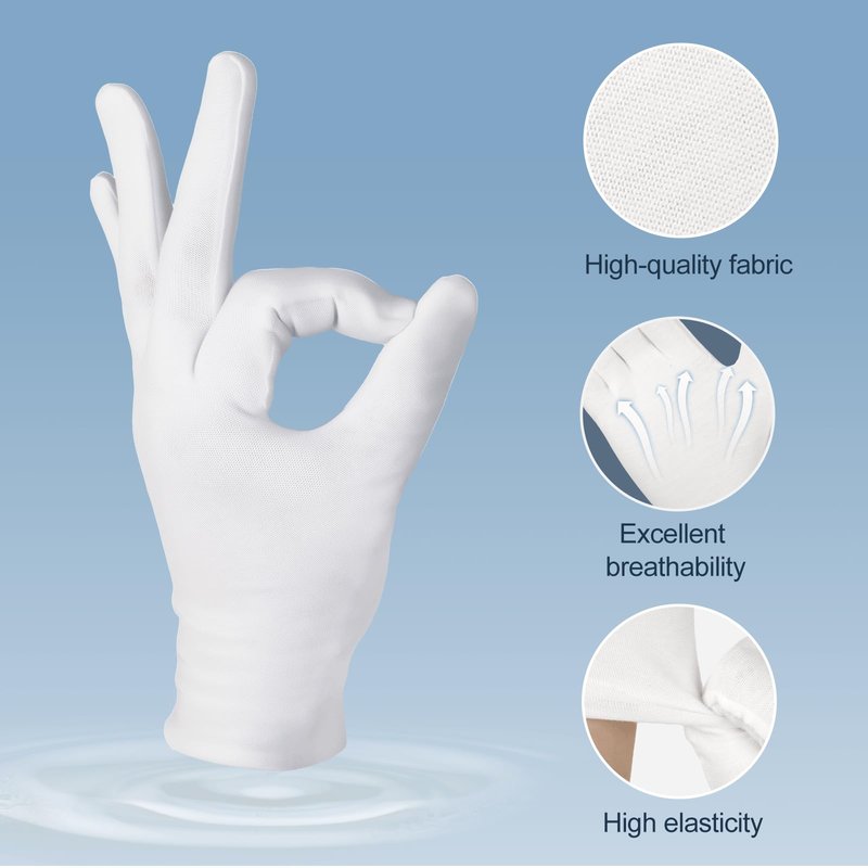 42-Pack White Cotton Gloves, for Dry Hands Sleeping Eczema Care and Night-Time Moisturizing, Unisex Soft Sleep Elastic SPA Glove Set, Jewellery Inspection, Arts Crafts, Wedding, Halloween Costumes
