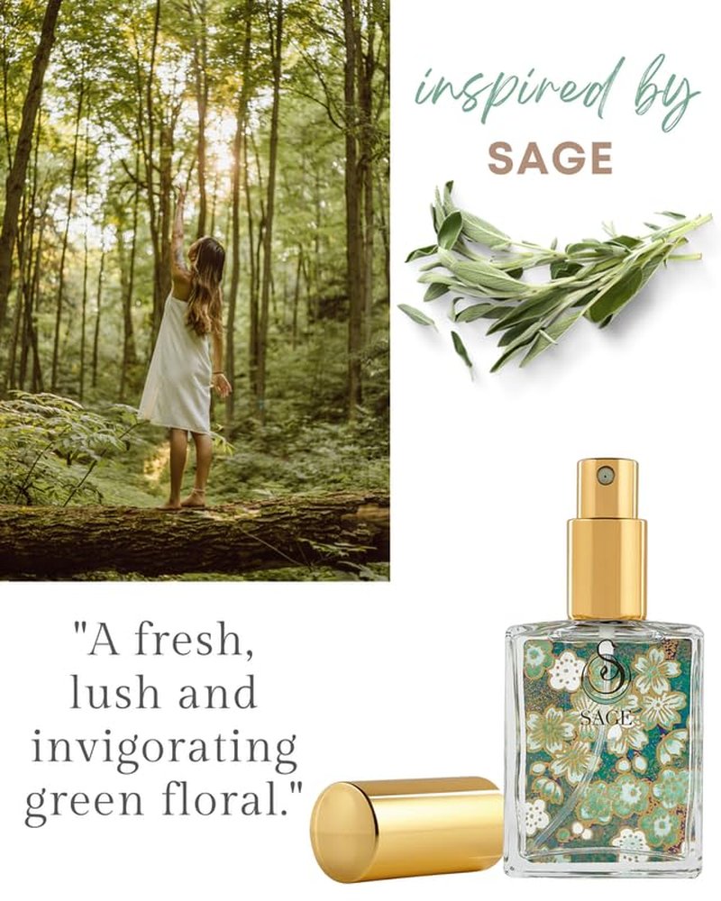 Sage Luxury Spray Perfume for Women - Cucumber, White Sage & Tonka Bean | 2 oz Travel Size