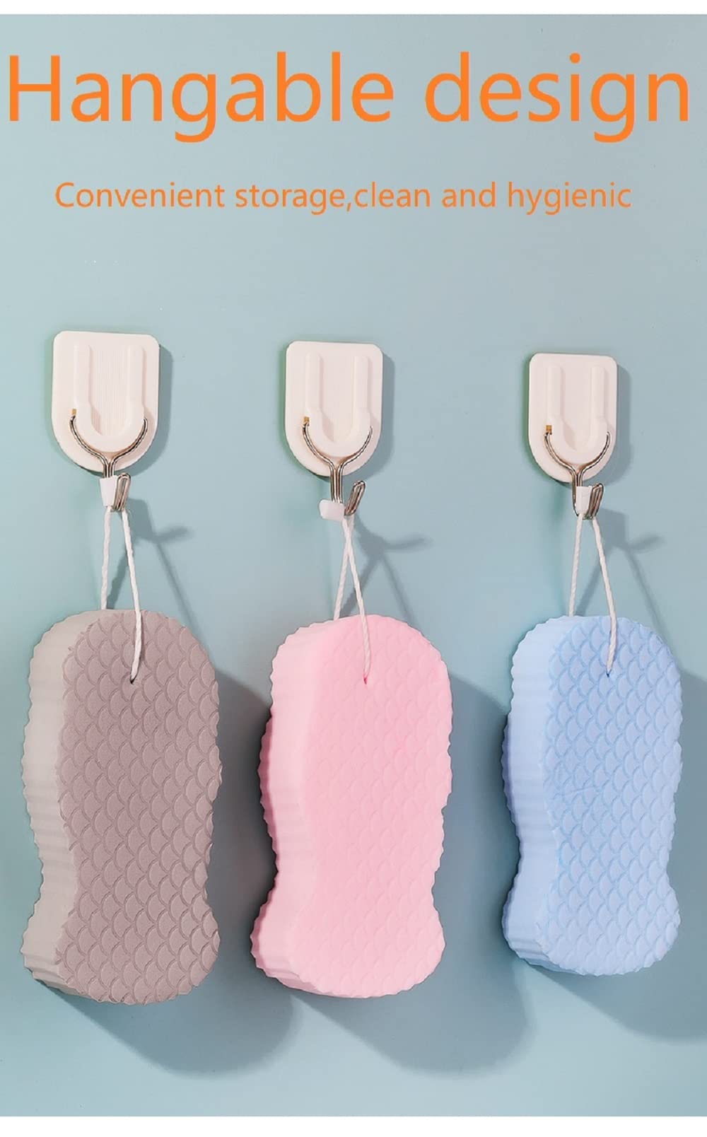 2 Pcs Magic Exfoliating Bath Sponge,3D Super Soft Body Exfoliating Bath Sponge for Adults Children and Pregnant Women Skin Friendly and Reusable. (Pink+Blue)