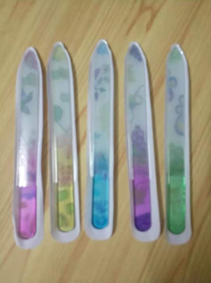 Premium Crystal Glass Nail Files Manicure Set, Professional Double Sided Pedicure Files - Best Glass Nail Files for Natural Nails - Colorful Flower Pattern - 5 Pieces