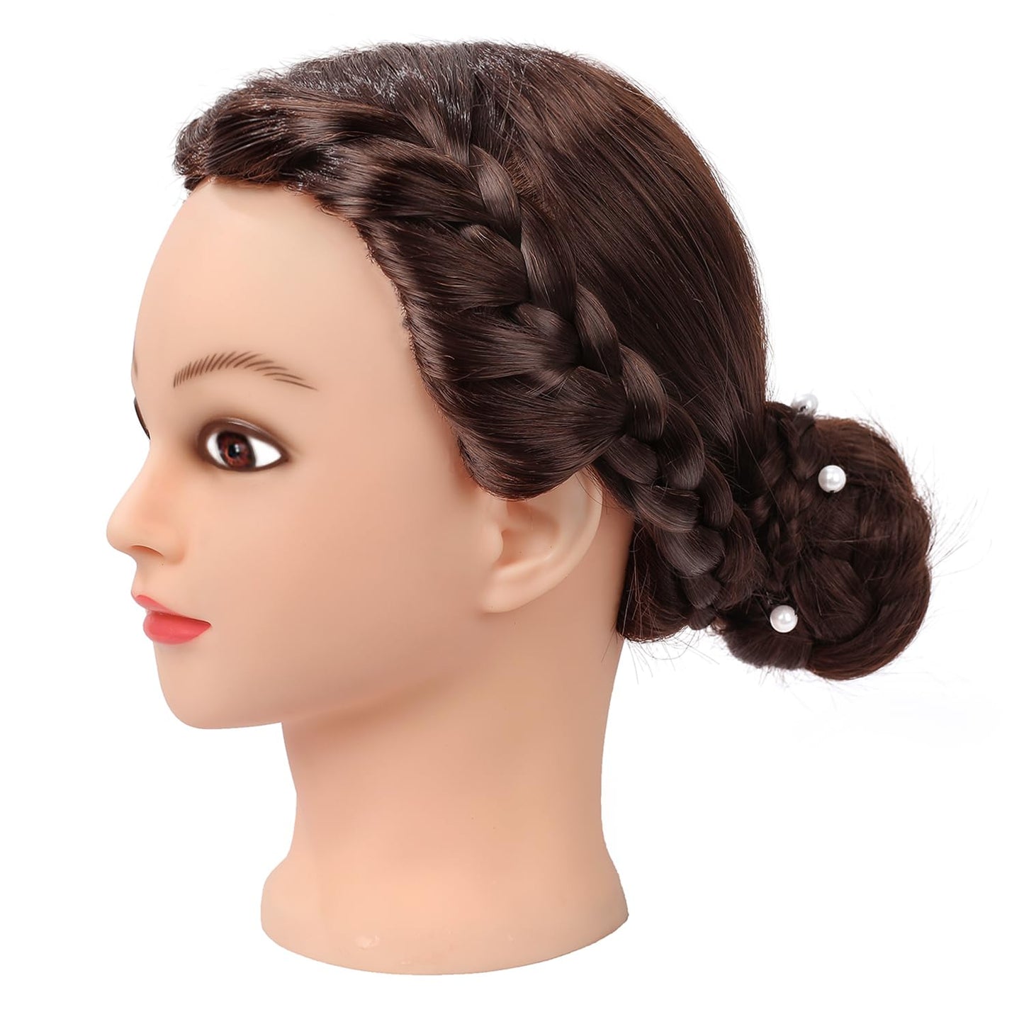 SOPHIRE Mannequin Head - 26"-28" Cosmetology Training Head with 80% Real Human Hair & 9 Tools | #4 Brown