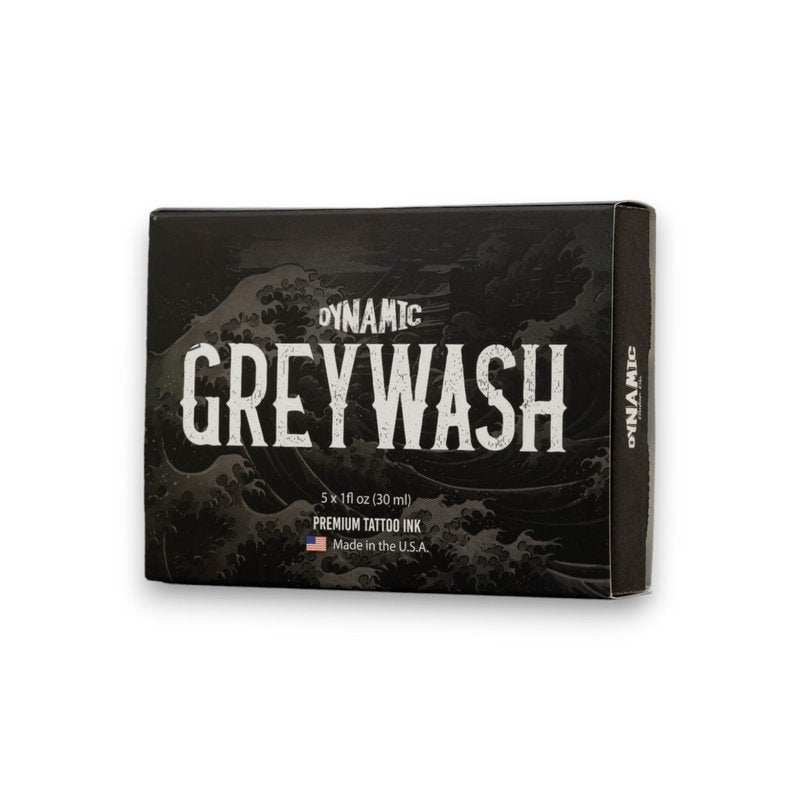 Dynamic Color Co - Greywash Set, Premade Tattoo Greywash, Includes 4 Shades Plus Mixing Solution, 5 Bottle Set, Made in USA, Sterile, Hospital Grade Water, Vegan (1 Ounce Bottles)