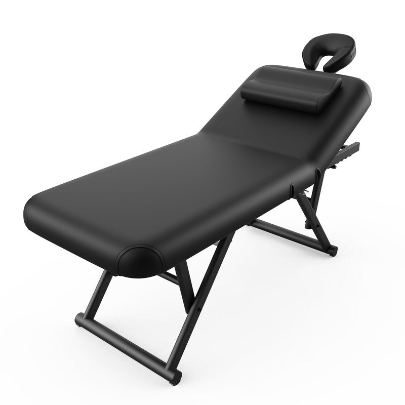 Electric Stationary Massage Table - Adjustable Massage Table with Manual Adjustable Backrest & Electric Leg Height , Treatment Tables with C-Shaped Pillow, Metal X-Frame, PU Leather for Beauty, Spa