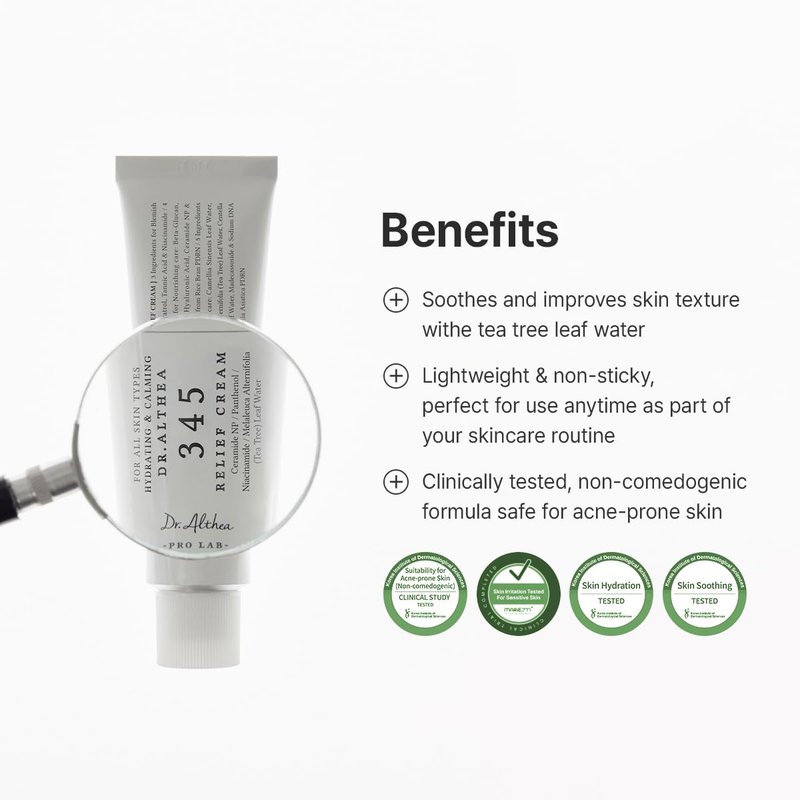 Dr.Althea Cleanser & Hydration Set - Soothing Vegan Korean Skincare | 345 Relief Cream & Green Amino Gel