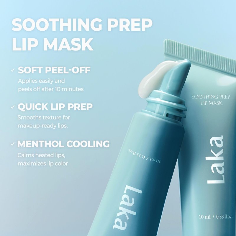 Laka Soothing Prep Lip Mask, Cooling Peel Off Korean Lip Mask, Gentle Exfoliator for Lips, Hygienic & Easy Application, Daily Lip Care, K-Beauty, 0.33 fl.oz