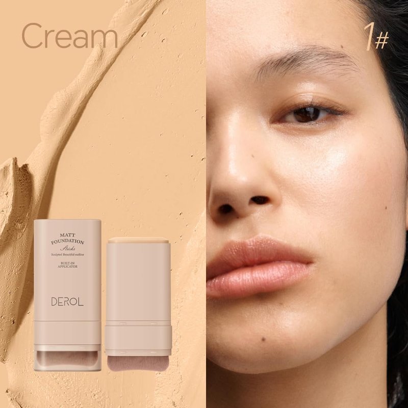 Matte Foundation Stick - Lightweight Buildable Coverage with Brush | Cream Color, 01