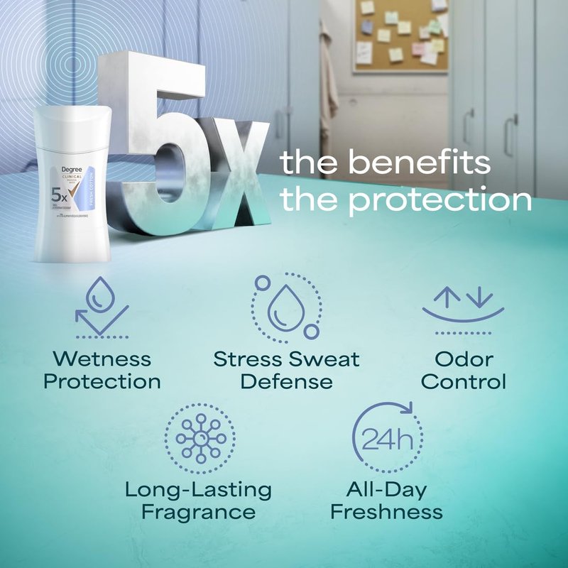 Degree Clinical Strength Antiperspirant Deodorant - 96-Hour Sweat & Odor Protection | Fresh Cotton, 1.6 oz
