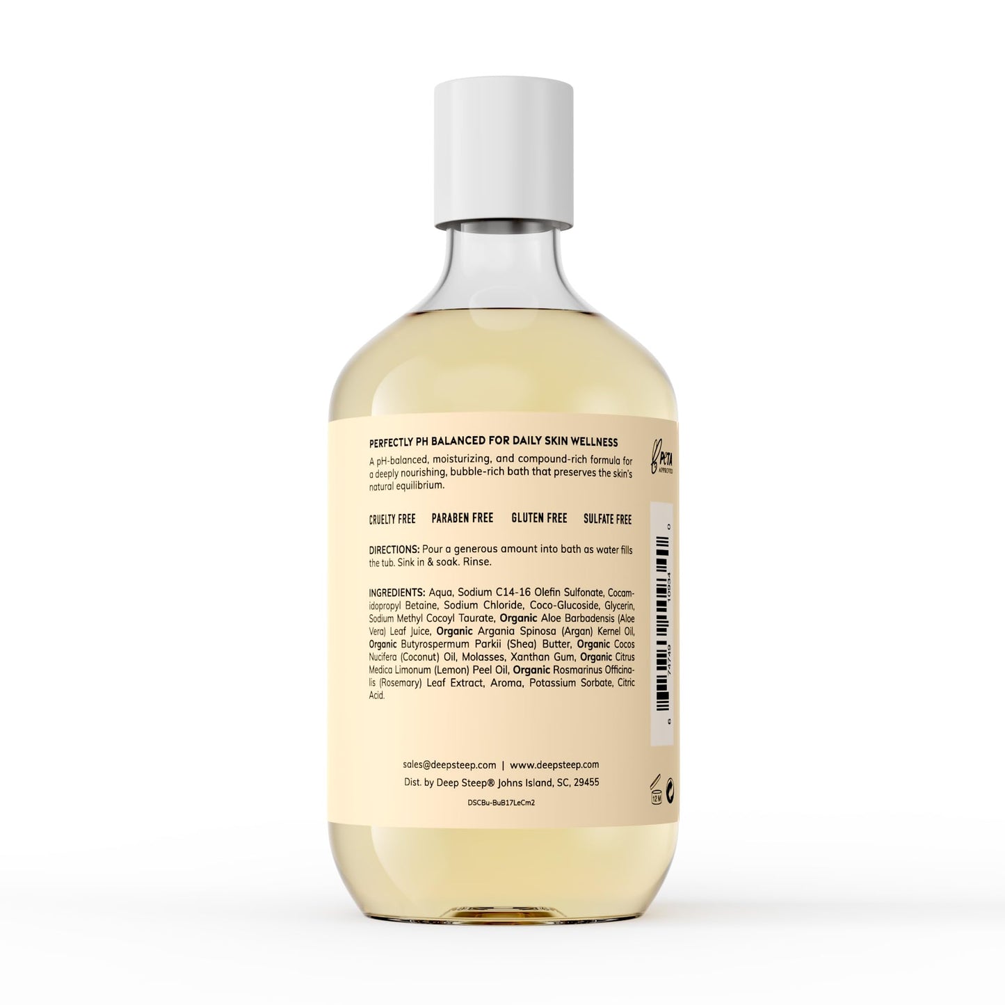Deep Steep Lemon Cream Bubble Bath for Women, Hypoallergenic, Clinically Tested, Clean Formula for Sensitive Skin, Sulfate-Free, 17 fl oz Bottle, Essential Bath Accessories