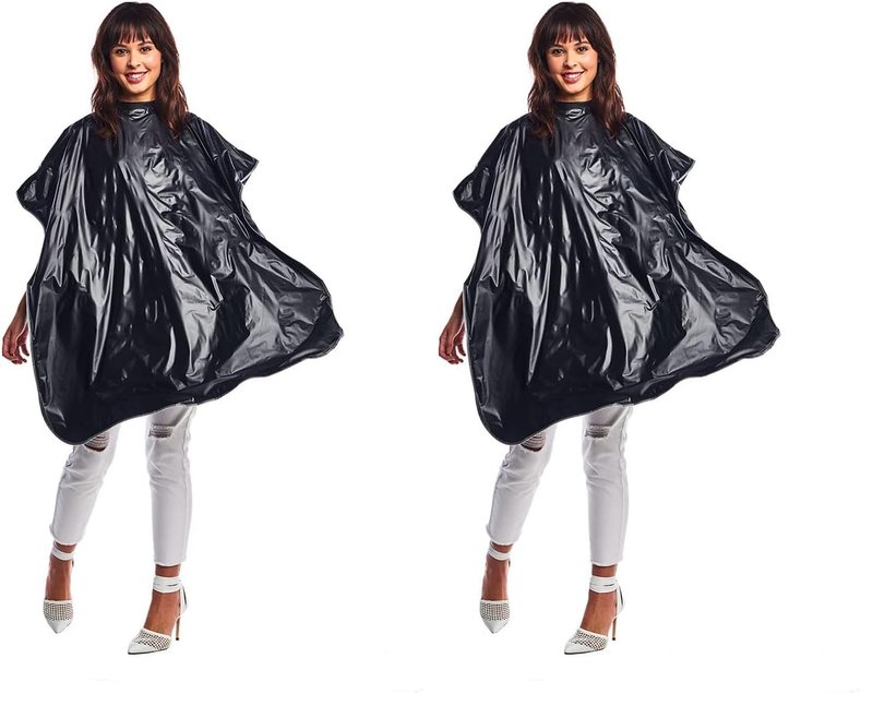 Betty Dain Lustre Shampoo Cape, Waterproof, Stain Resistant Vinyl, Touch-and-close Fastener, Soft Nylon Neckband, Safe For All Salon Processes, 36 inches wide x 54 inches long, Black
