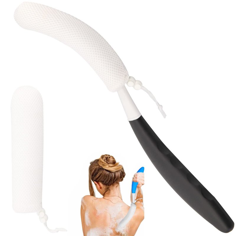 Leetye Mei Long Handle Shower Brush, Non Slip Handle Shower Brush, Long Handle Rear Frosted Shower Brush, Suitable for scrubbing and Bathing in Difficult to Reach Areas of The Body.