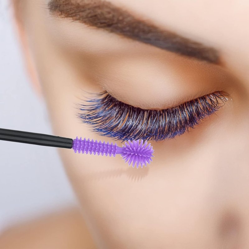 G2PLUS Silicone Eyelash Brushes - 50PCS Purple Disposable Mascara Wands & Eyebrow Spoolies