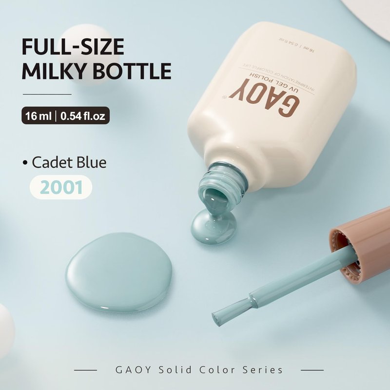 GAOY Blue Gel Nail Polish - 16ml Soak Off Formula for DIY Manicure | UV Light Cure, 2001 Cadet Blue