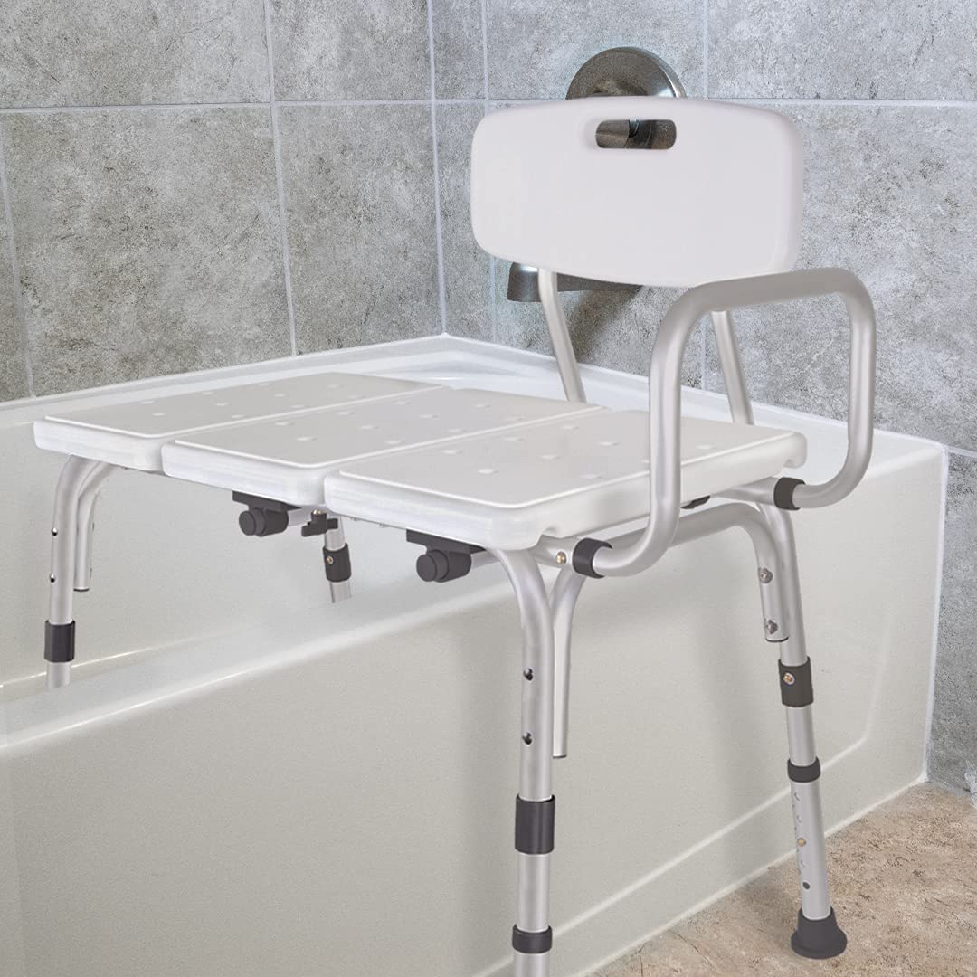 Vaunn Adjustable Shower Transfer Bench, Shower Chair for Adults and Seniors with Backrest