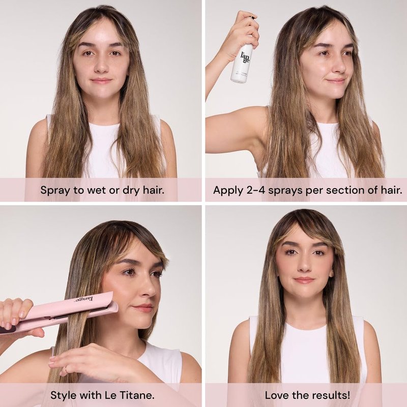 L'ANGE HAIR Thermal Agent Heat Protectant Spray - 450°F Protection for Frizz Control & Shine | Lightweight & Non-Greasy, 4 fl oz