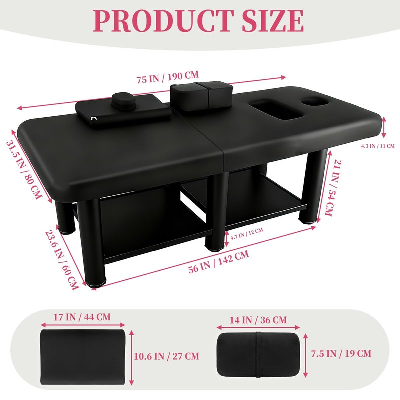 2000 Lbs Foldable Physical Massage Couch, 6 Square Legs Foldable Tattoo Bed with 5 Inch Thick Non-Slip Mat for Spa Footmassage Facial Carespa Tattoo