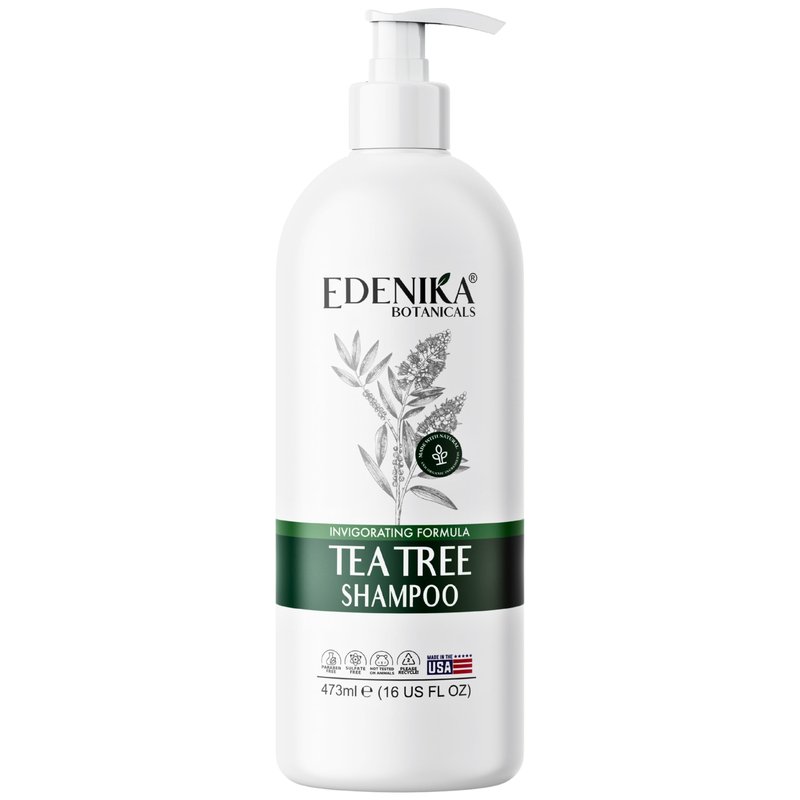 EDENIKA BOTANICALS Tea Tree Oil Shampoo, Deep Cleansing for Buildup & Oily Scalp, Soothes Itchy Scalp & Refreshes Hair, Sulfate Free, Women & Men, Natural Shampoo, 16 fl oz