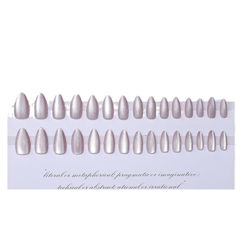 Almond Press on Nails Medium Fake Nails White Nails Press ons with Design Reusable Artificial Nail Full Cover Stick on Nails for Women Manicure 24Pcs