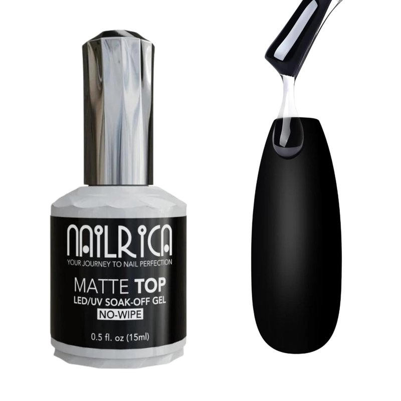 NAIRLCIA Matte Gel Top Coat, 15ML Gel No Wipe Matte Top Coat Soak Off Nail Lamp Gel Nail Polish Matte Finish Long Lasting for Proffesional & Home Nail DIY Manicure