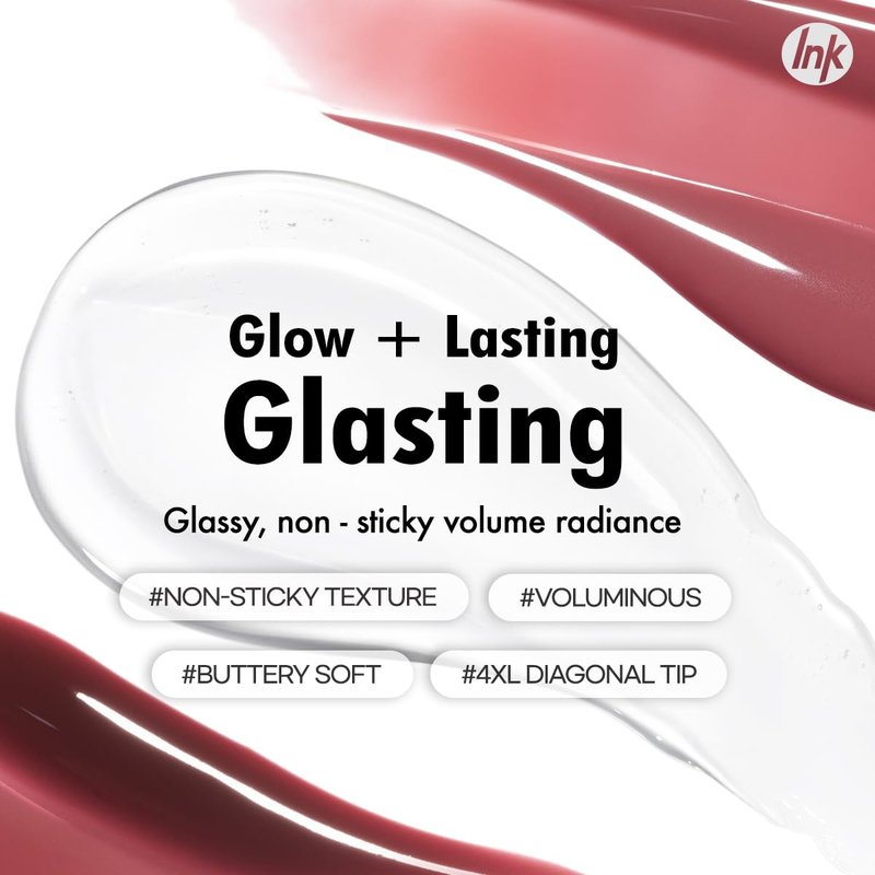 Peripera Ink Glasting Lip Gloss, Non-Sticky, Gloss Shine, 4XL Wand for Easy Application, Korean Lip Gloss, Fuller Looking Lips, Buttery Soft, Long Lasting Lip