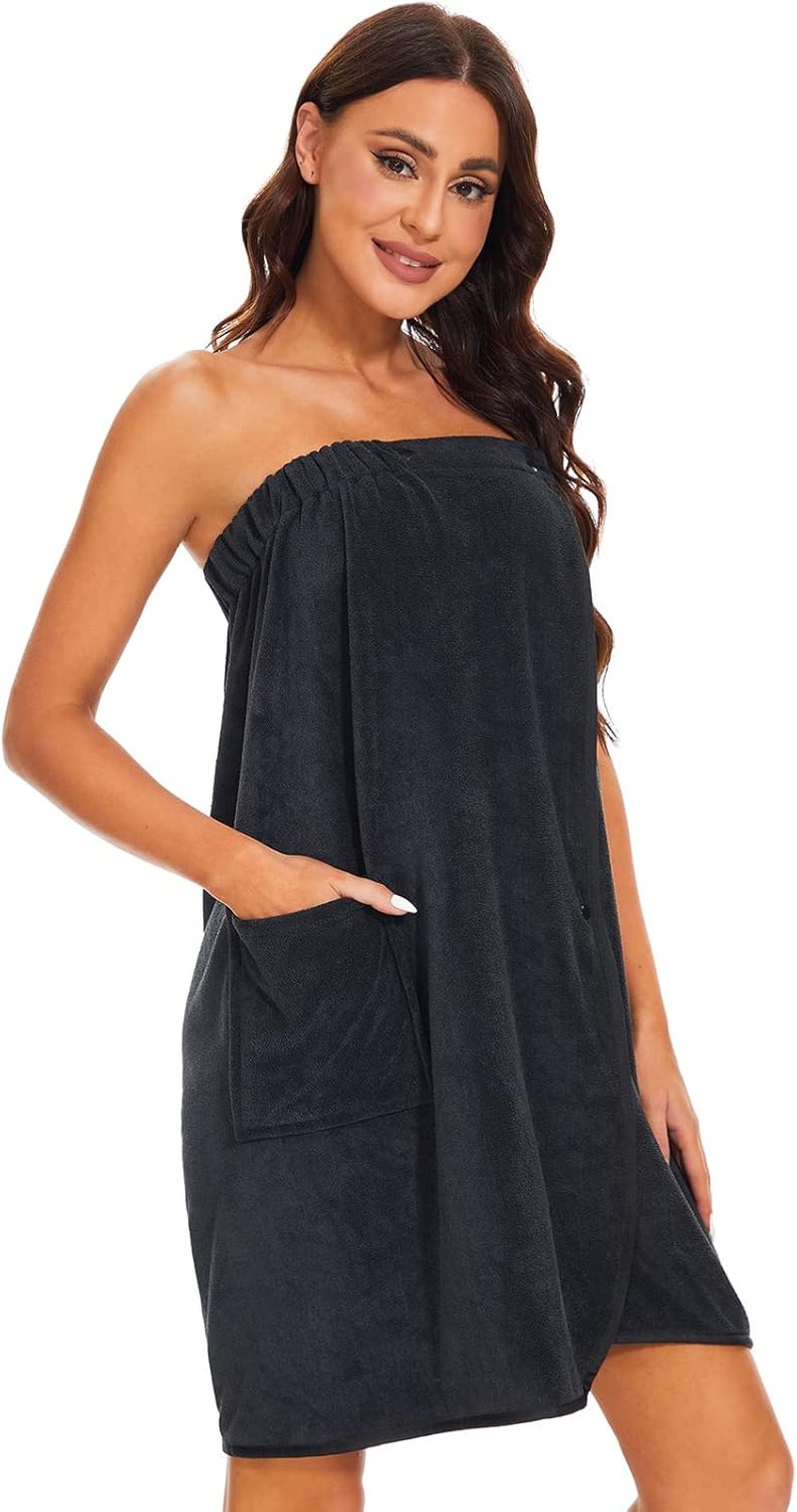 Kniffi Shower Wrap Robe for Women - Soft Bath Towel Wrap with Adjustable Snap Closure | Spa Comfort