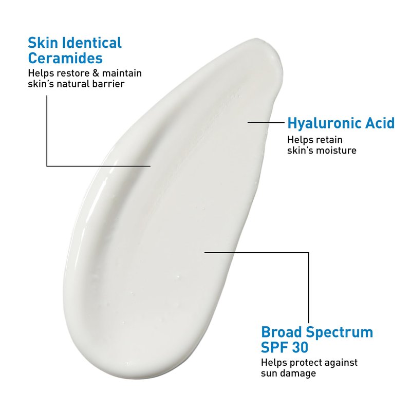 CeraVe Ultra-Light Moisturizing Lotion With SPF 30, Daily Face Moisturizer with SPF, Formulated with Hyaluronic Acid & Ceramides, Broad Spectrum SPF, Oil Free, Matte Finish, 1.7 Ounce