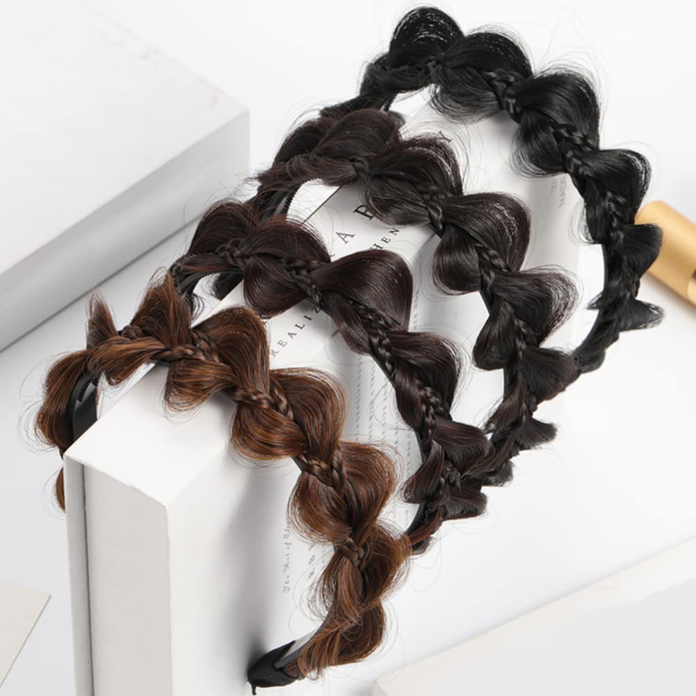 Uonlytech Braided Headband with Teeth Synthetic Hair Braid Hairband Hair Accessory for Women Comfortable Natural Look Hoop for Daily Wear Sports and Parties