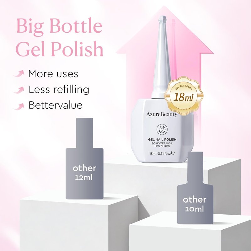 AZUREBEAUTY Gel Nail Polish - Light Pink Cream, High Gloss Opaque 18ML | Soak Off UV/LED for Manicure & Nail Art