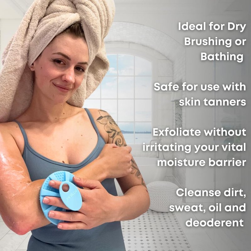 LiquiLinks Body Buffer - Bathing & Washing Silicone Loofah - Spa Accessory - Essential Skincare Tool for Teen Girls Dove Grey