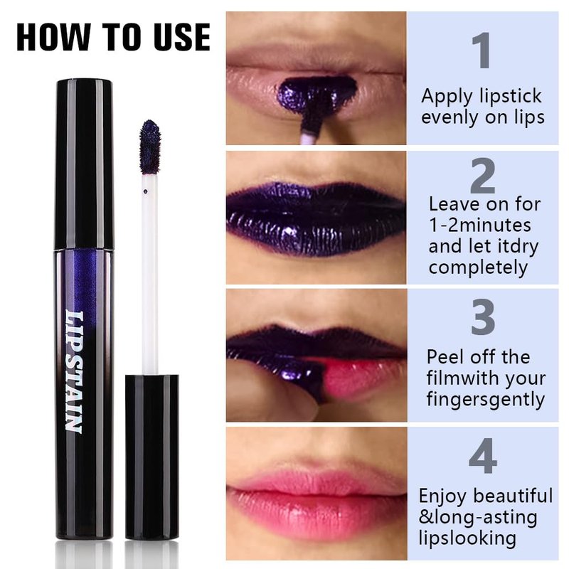 evpct Light Pink Lip Stain Peel Off, Matte Finish Transfer Proof Lips Liner Stain Peel off Lip Tint Gloss Makeup, Long Lasting Waterproof Lipstick Highly Pigmented 24 Hours Original Lips Stains, 02#