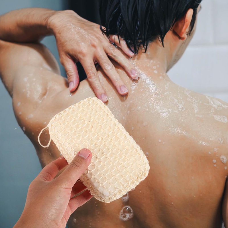 PartyKindom Natural Jute Bath Sponge Exfoliating Shower Scrubber for Body Cleansing 1-Pack Soft Sponge for Adults Spa Home Use