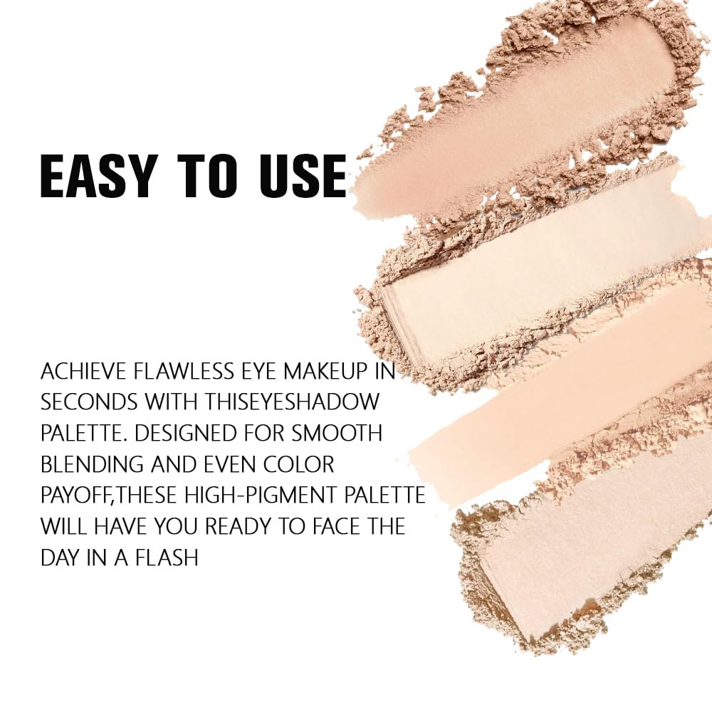Skiennix Vanilla Nude Eyeshadow Palette - Matte & Shimmer Shades for Natural Everyday Makeup | 4 Colors