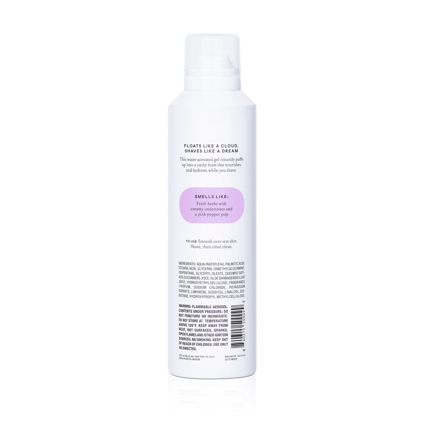 Billie SkyFoam Shave Gel - Lavender Milk Scent - Water-activated Foam - Made With Aloe & Cucumber - For A Close, Smooth Shave - 6.7 fl oz, 3-pack