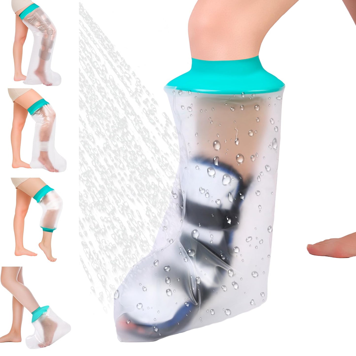 Quiheat Waterproof Leg Cast Cover for Showering, Reusable Shower Sleeve for Leg After Surgery, Watertight Non-Slip Adult Fracture Protector Bag, Watertight Adult Cast Protector for Calf/Ankle/Wound/Bandages