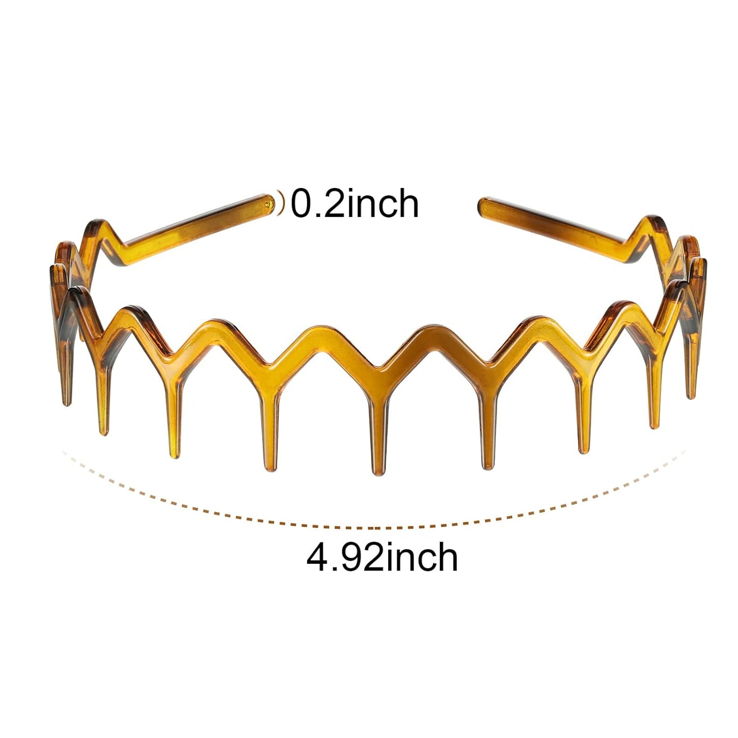 Zigzag Headbands for Women - Non-Slip Wavy Plastic Comb - 6 Pieces | Black & Brown