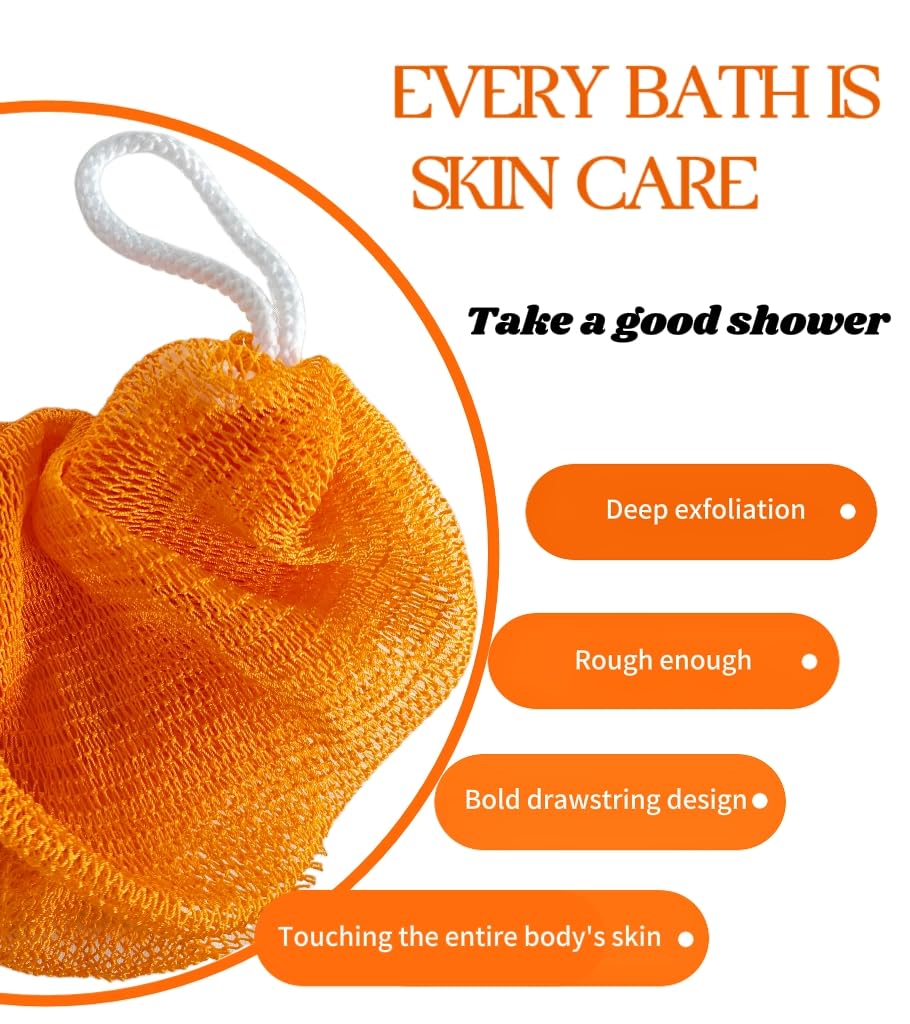 SPMKTBOZAI African Net Sponge Authentic, African Exfoliating Sponge Real African Net Black Owned, African Bath Sponge Back Scrubber for Shower Loofah Bathing Accessories (Orange, 1 Pieces)