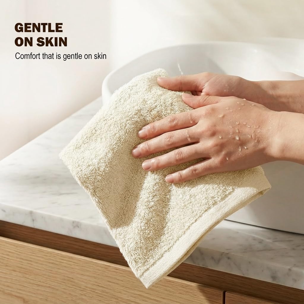 Utopia Towels 24 Pack Cotton Washcloths Set - 100% Ring Spun Cotton, Premium Quality Flannel Face Cloths, Highly Absorbent and Soft Feel Fingertip Towels (Ivory)