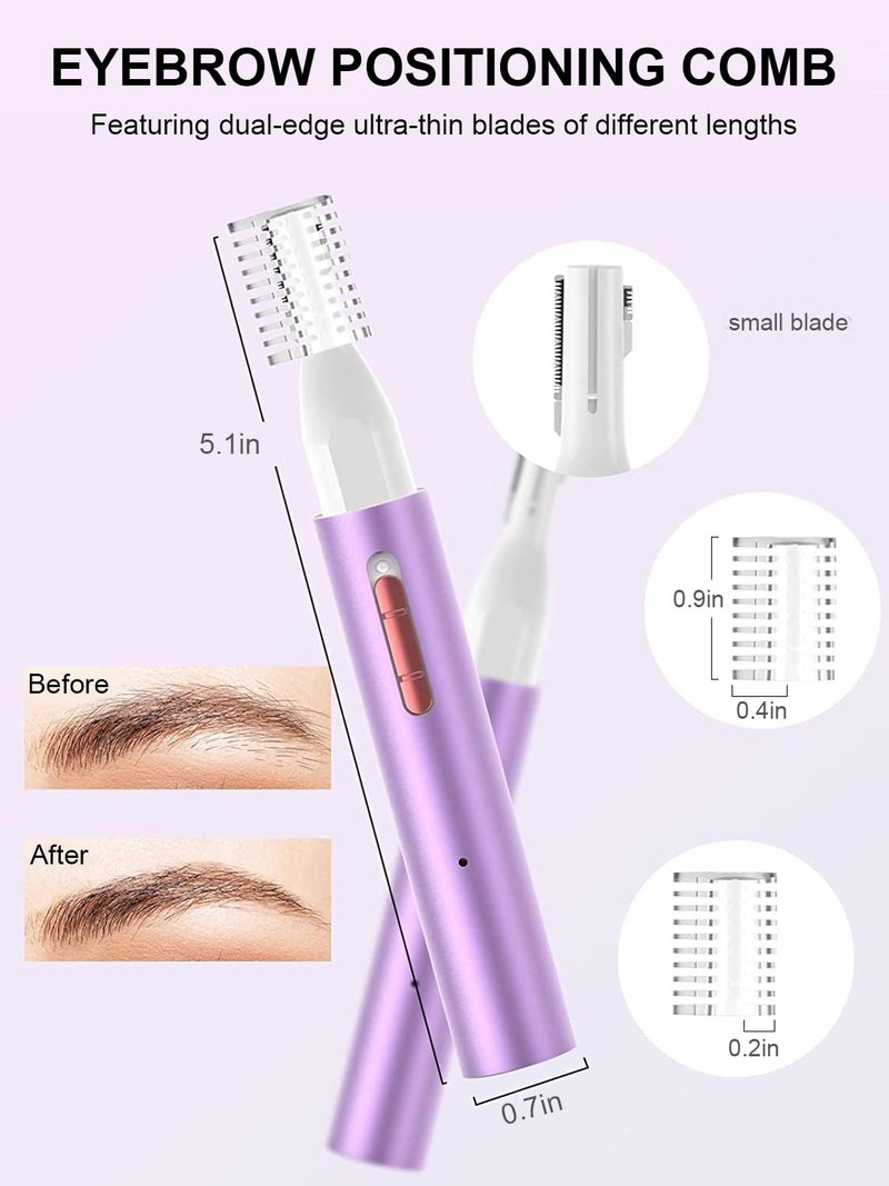 Ginity Ear and Nose Hair Trimmer for Women & Men, 2-in-1 Rechargeable Painless Facial & Eyebrow Hair Remover Tool, Electric Clipper with Dual-Edge Blades, Easy to Clean(Pink)