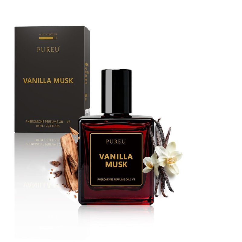 PUREU Pheromone Perfume for Woman, Vanilla Musk Perfume Long Lasting Pheromones Perfumes 0.34FL OZ/10ML Roll On Travel Size Essential Pheromone Oil Fragrance Eau De Parfum, Made in USA