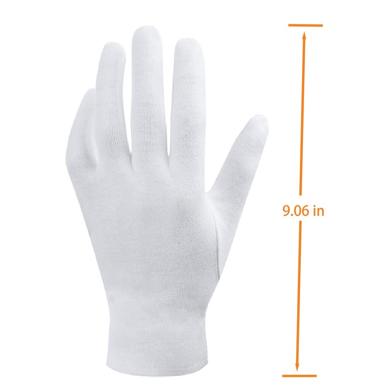 OHAVBBEI 100% White Cotton Gloves for Dry Hands, Moisturizing & Eczema Overnight, Work Gloves Liners, Ideal for Sleep & Spa Treatment, Coin Jewelry Silver Inspection, Medium, One Size, 3 Pairs