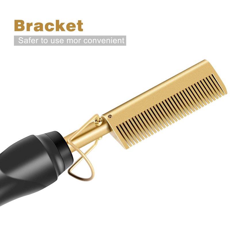 AIHOPESTO Electric Hot Comb Hair Straightener - Heat Pressing Comb Portable Curling Flat Iron Curlers High Heat Ceramic Press Comb - Professional Electrical Straightening Comb