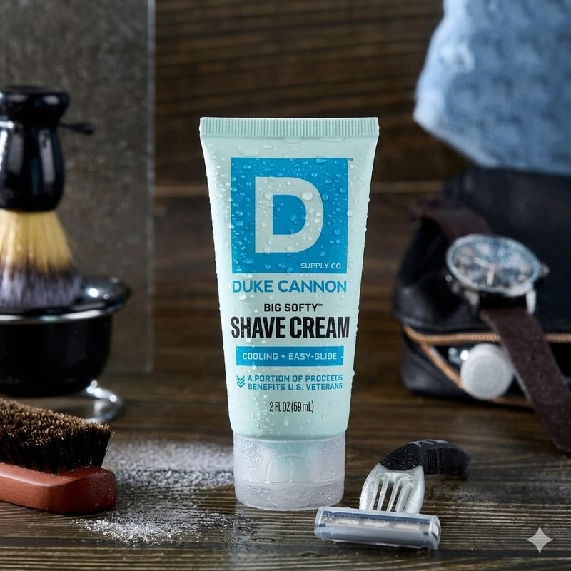 Duke Cannon Men’s Shave Cream - Moisturizing 2 oz Travel Size for Smooth, Comfortable Shaves