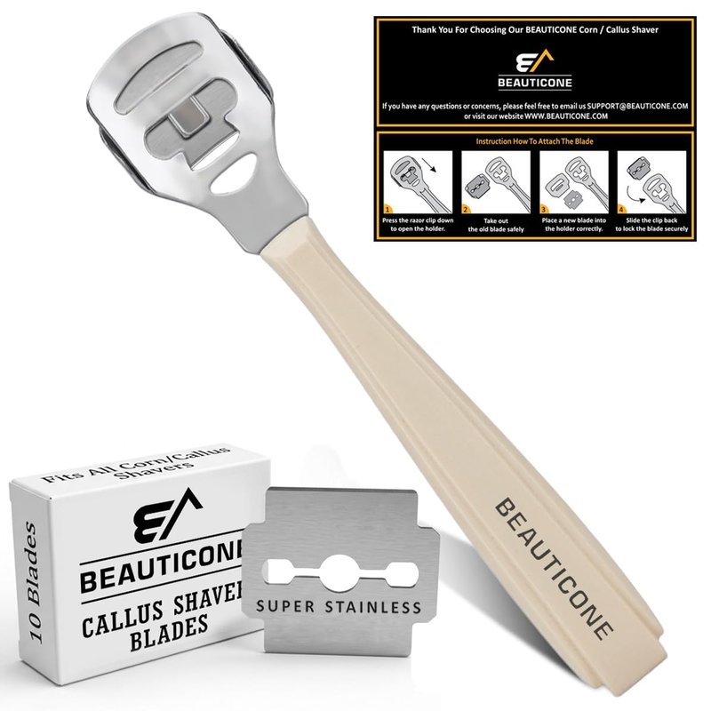 BEAUTICONE Professional Callus Shaver for Feet – Foot Scraper Pedicure Razor with Replaceable Blades – Hard Skin Remover for Cracked Heels & Dead Skin – Pedicure Foot Care Tool for Home & Salon Use
