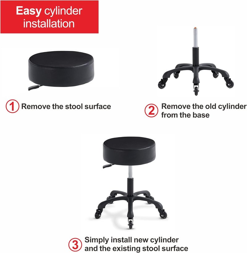 Skiennix Hydraulic Gas Lift Cylinder - Adjustable Height 18.5'' to 28.74'' - Universal Replacement for Stool Chairs - Smooth & Noiseless (Black)