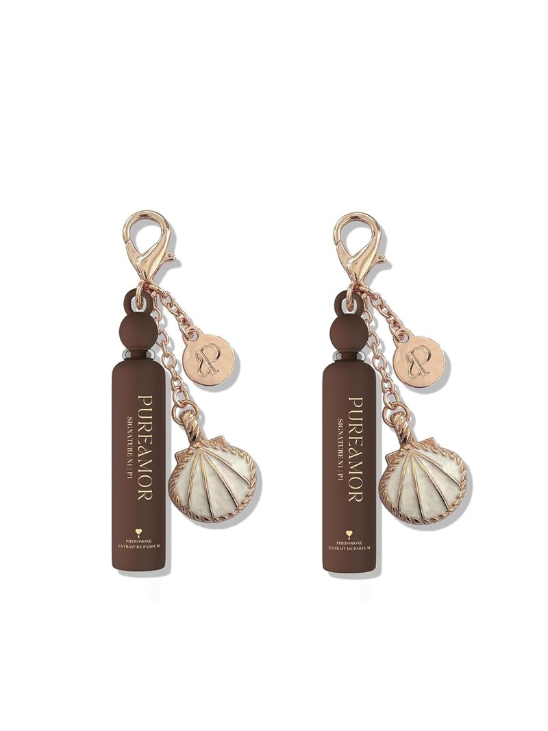 PUREAMOR Pheromone Perfume for Women - Mini 2-Pack Keychain Fragrance | Warm Amber & Vanilla, 0.07 oz Each