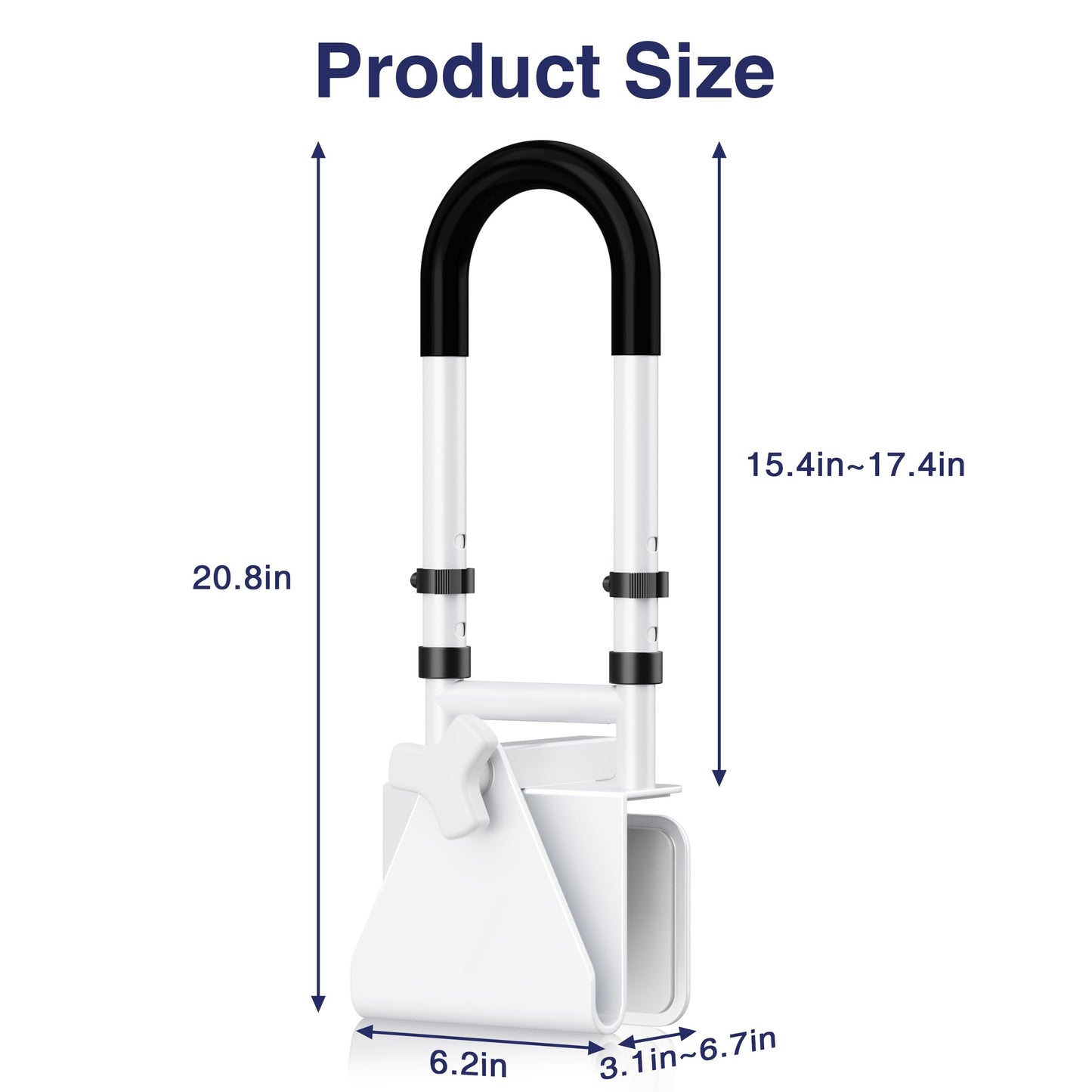 Adjustable Height Bathtub Handle Grab Bar, Bathtub Safety Rail & Shower Grab Bars for Seniors, Baby, Elderly, and Disabled, Fits 3"–7" Tub Walls, Waterproof Non-Slip Handle and Holds 300lbs