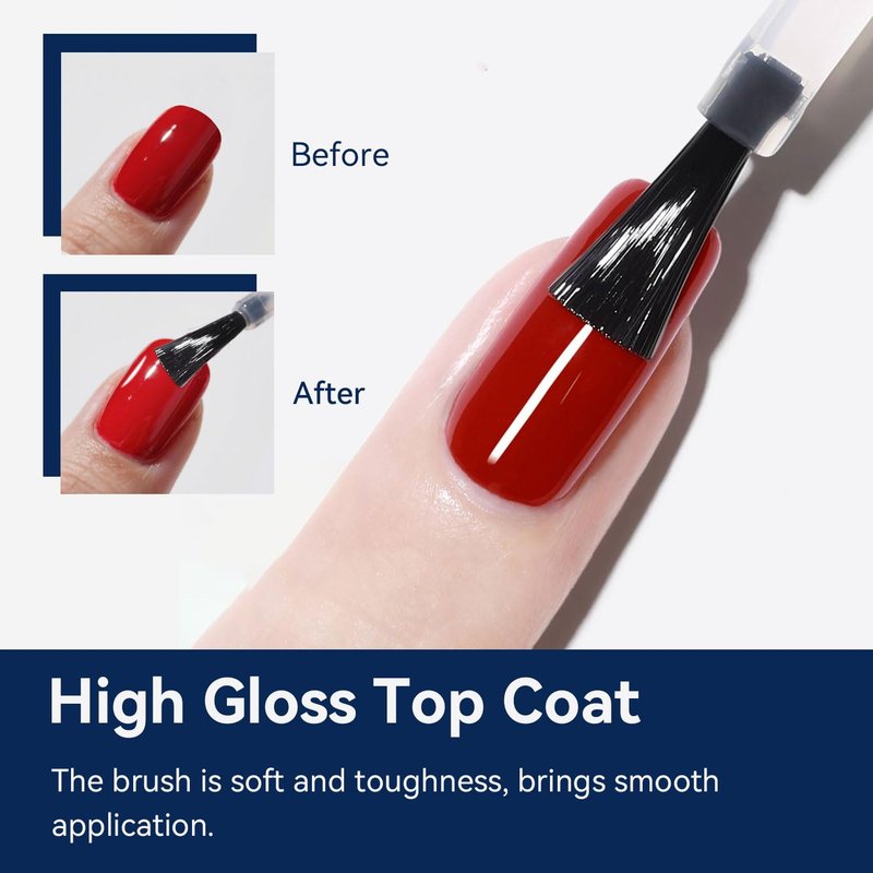 JODSONE Gel Top Coat - No Wipe Clear Finish for Long-Lasting Glossy Shine | 16.5ml Cured with UV Lamp