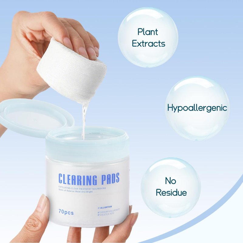 Shodu Salicylic Acid Toner Pads Face Care, Gentle Pore Shrinking Face Exfoliator Toner Pads, Soothing Skin Care Dual Texture Salicylic Acid Pad, Oil Control Deep Cleansing Facial Cotton (Pack of 70)
