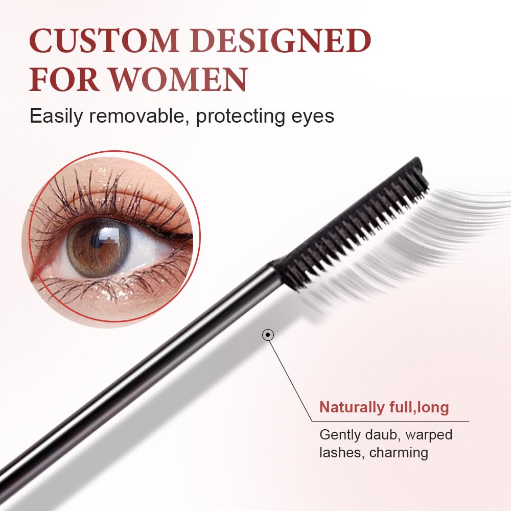 Waterproof and Non-Smudging Mascara, Lengthening and Curling Long-lasting Mascara for Fine Short Lash Women, Slim Brush Length Volumizing Curling Eyelash Lashes Mascaras for Lash Makeup (Black)