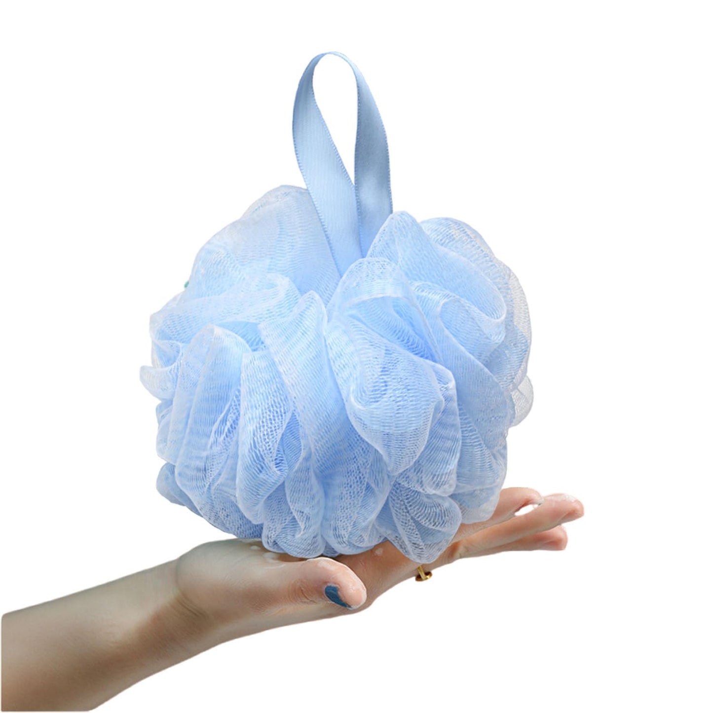 SEVENHEAD Bath Sponge Shower Loofahs,Blue,50g/Piece,Mesh Pouf Bath Scrunchies Body Wash Puff(Set of 4)