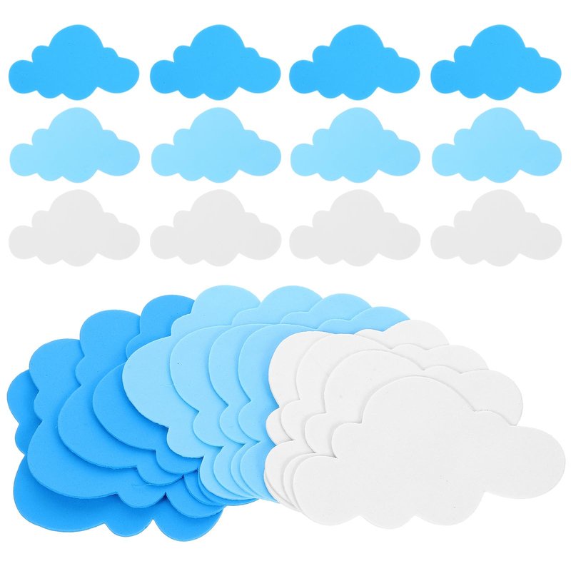 Clouds Wall Stickers EVA Wall Decal Self Adhesive Wallpaper Decoration for Kindergarten Classroom Clouds Kids Stickers DIY Crafts 24pcs 4.7X2.8in